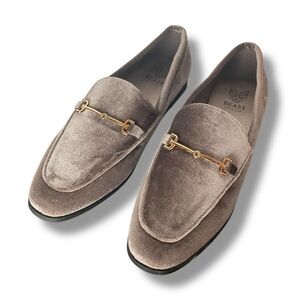 Beast Fashion Shoes Velvet Womens Taupe Brown Slip On Flats Dressy Loafers Sze 8
